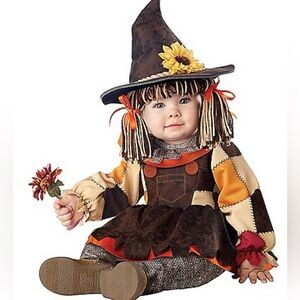Spirit Kids Patchwork Scarecrow Costume - Brown, Orange, Cream